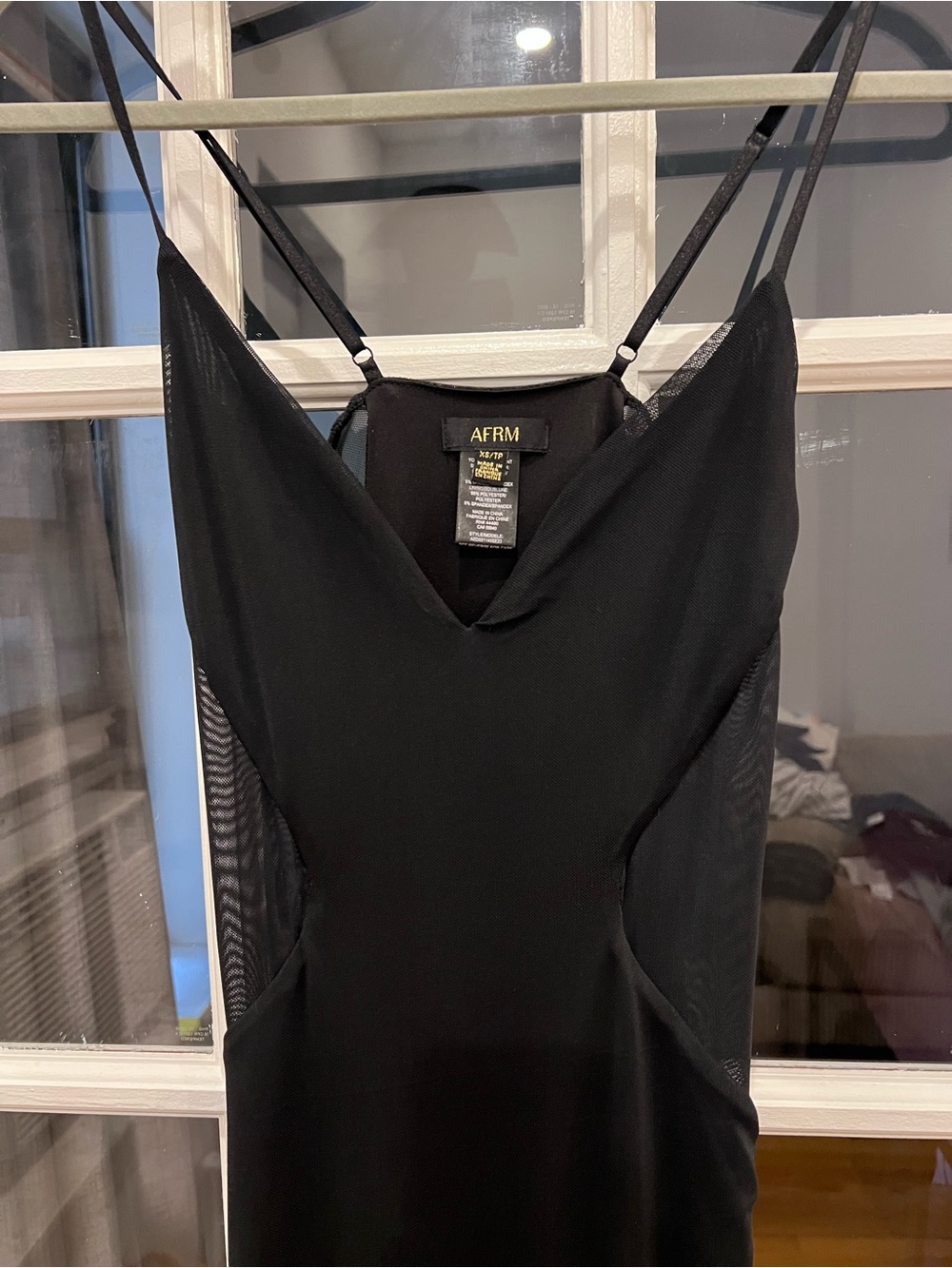 AFRM Alyson Dress in Noir/Black XS mesh sheer long dress - Picture 5 of 7